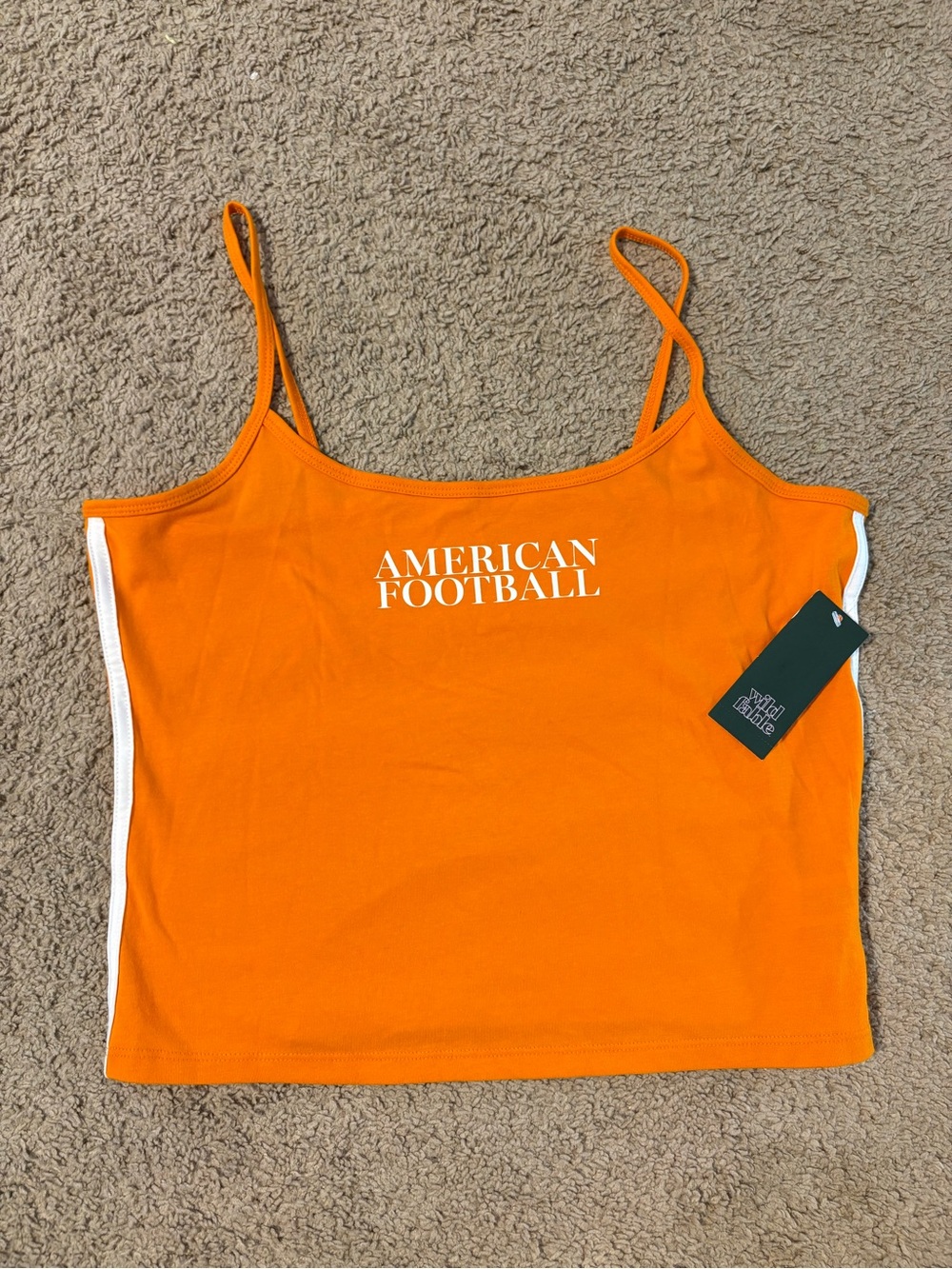 wild fable Orange Spaghetti-Strap Tank with White 'AMERICAN FOOTBALL' Print
